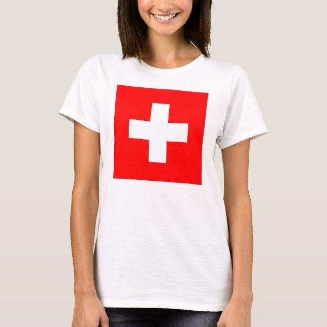 Women T Shirt with Flag of Switzerland (Front)
