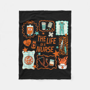 Women The Life Of A Nurse Doodle Nursing Showgirl  Fleece Blanket