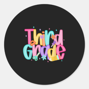 Women Third Grade Teacher First Day Of School Back Classic Round Sticker