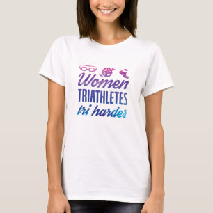 Women Triathletes Tri Harder Triathlon Ombre T-Shirt
