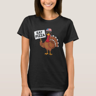 Women Turkey Eat Pizza Adult Vegan Funny Thanksgiv T-Shirt