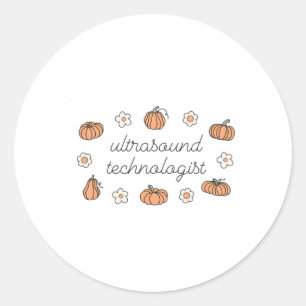 Women Ultrasound Technologist Fall Pumpkins Sonogr Classic Round Sticker
