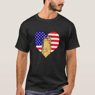 Women Usa American Patriotic Horse T-Shirt