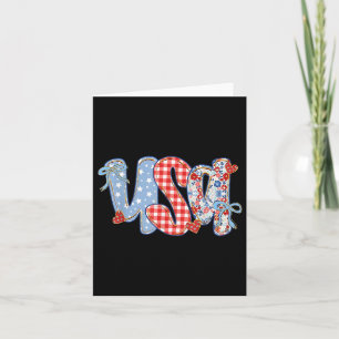 Women Usa Coquette Bow Patriotic Boho Floral Kids Card