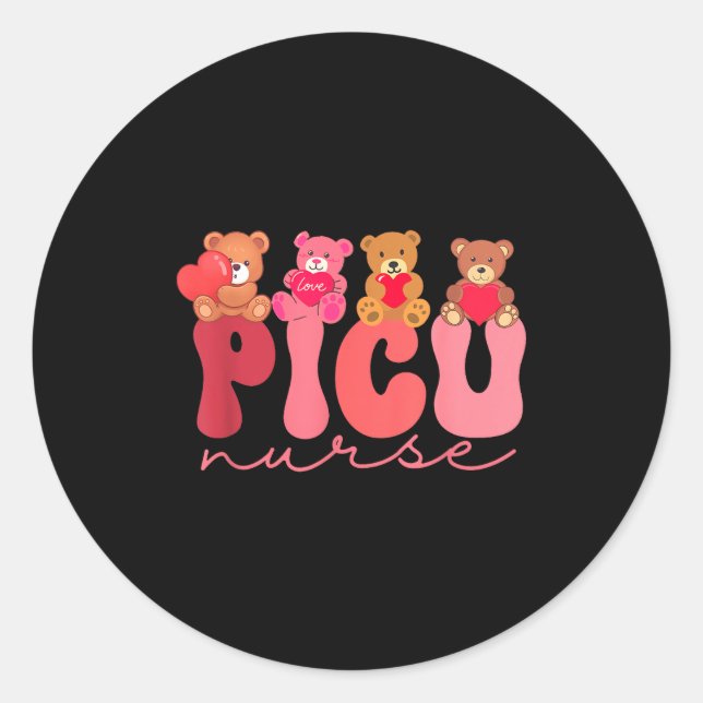 Women Valentine Cu Nurse Pediatrics Cute Bears Ped Classic Round Sticker (Front)
