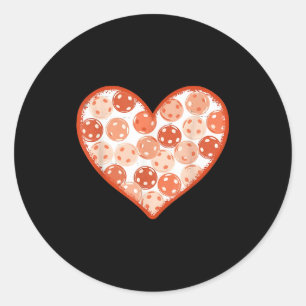 Women valentine pickleball heart love pickle ball classic round sticker
