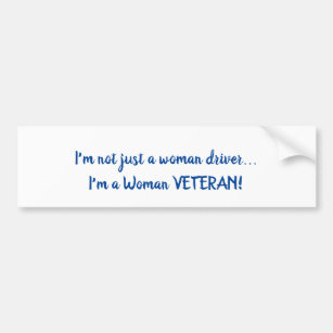 Women Veteran Blue on White Bumper Sticker