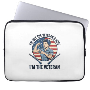Women Veteran Patriotic Vintage Engraving Shirt De Laptop Sleeve