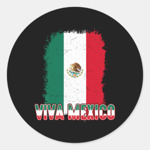Women Viva Mexico Flag Men Kids Boy Mexican Indepe Classic Round Sticker