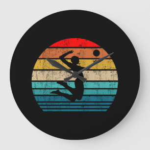 Women Volleyball Beach Volleyball Serve Retro Gift Large Clock