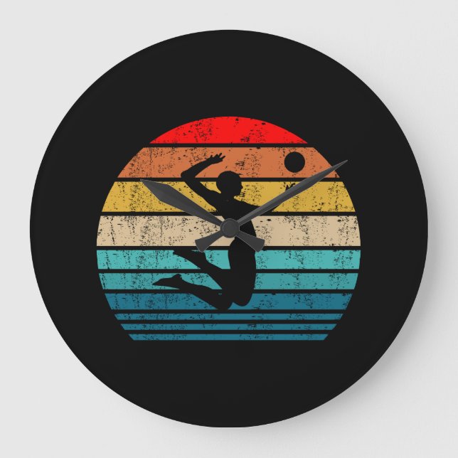 Women Volleyball Beach Volleyball Serve Retro Gift Large Clock (Front)