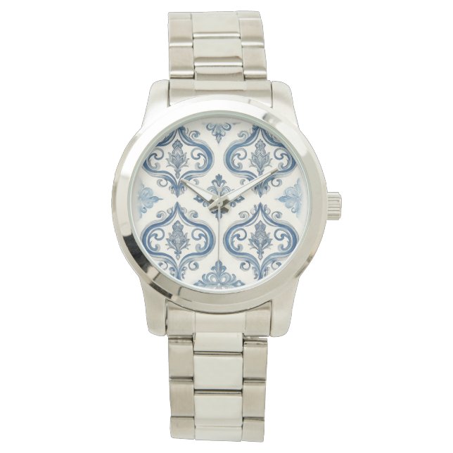 Women Watch, Mosaic Blue Silver, Luxury Watch (Front)