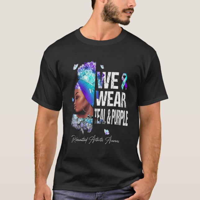 Women We Wear Teal And Purple Rheumatoid Arthritis T-Shirt (Front)