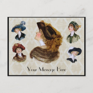 Women Wearing Vintage Hats 1913 Postcard