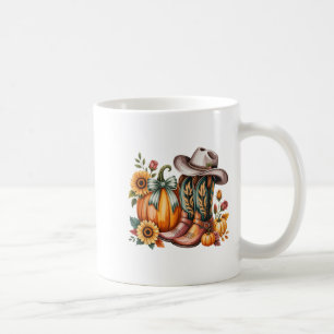 Women Western Fall Pumpkin Sunflower Cowboy Boots Coffee Mug