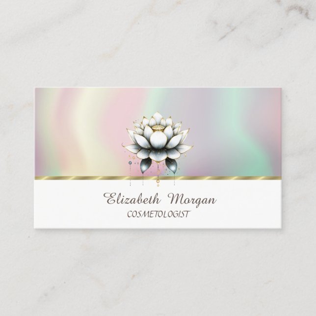 Women White Lotus Colourful Business Card (Front)