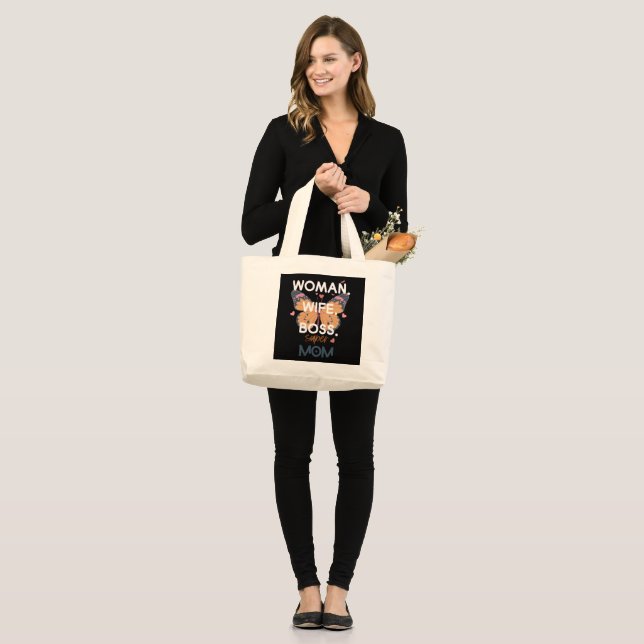 Women, wife, boss, super mum large tote bag (Front (Model))