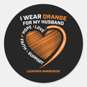 Women Wife I Wear Orange For My Husband Leukaemia Classic Round Sticker