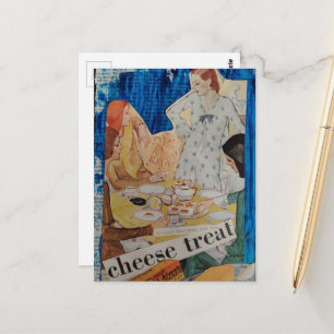 Women with a cheese treat in 1930 Collage Postcard