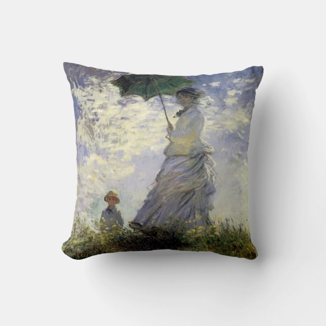 Women with a Parasol ~ Madame Monet with Her Son Cushion (Front)