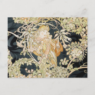 Women with Daisies Art Nouveau Postcard