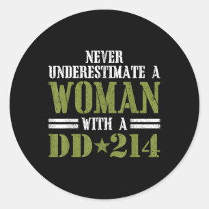 Women With Dd-214 Female Veterans Day Gift Shirt Classic Round Sticker