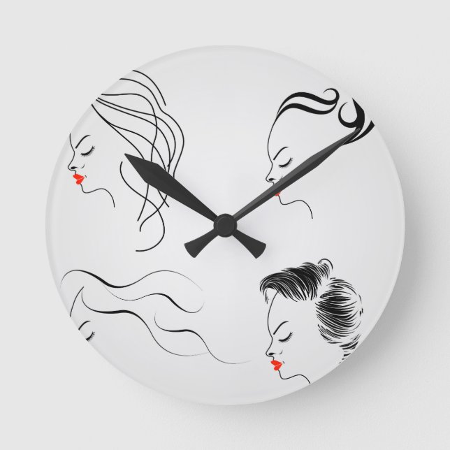 Women with different hairstyles round clock (Front)