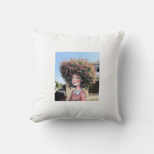 Women with flower hair cushion