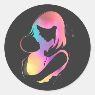 Women with Kid Classic Round Sticker