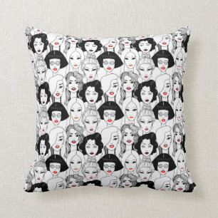 Women With Lipstick Pattern Cushion
