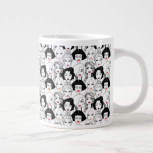 Women With Lipstick Pattern Large Coffee Mug