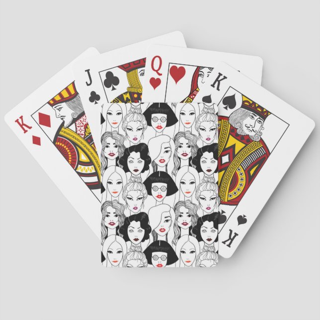 Women With Lipstick Pattern Playing Cards (Back)