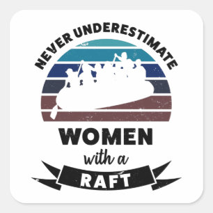 Women with Raft Funny Gift Wife Square Sticker