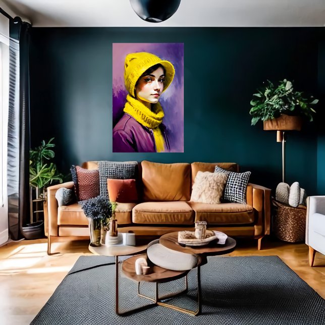 Women with yellow hat and scarf | AI Art Poster (Creator Uploaded)