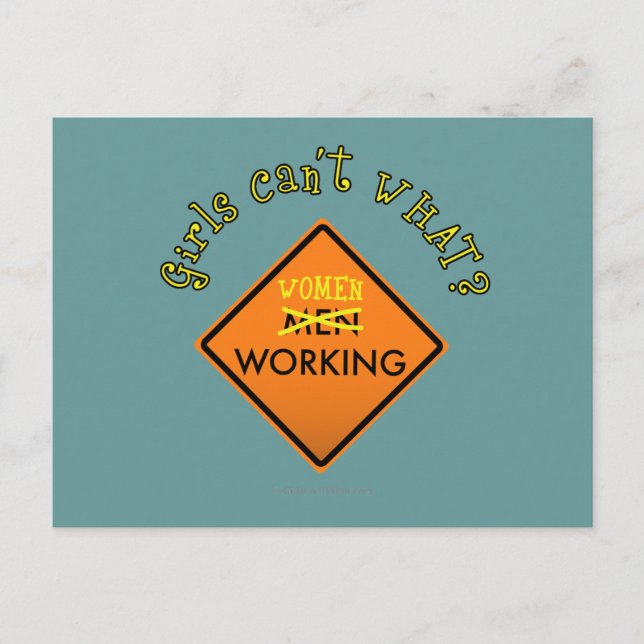 Women Working Sign Postcard (Front)