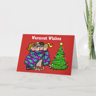 Women Wrapped In Quilt Christmas Card