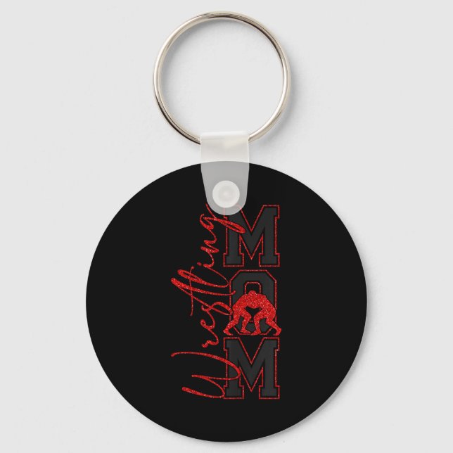 Women Wrestling Mom Funny Wrestle Wrestler Mothers Key Ring (Front)