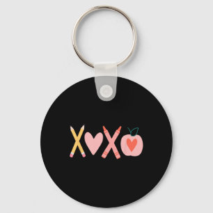 Women Xoxo Teacher Valentine's Day Pencil And Appl Key Ring