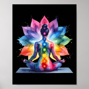 Women Yoga Meditation Spiritual Body Energy Chakra Poster