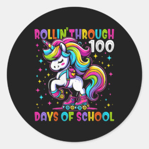 Womens 100 Days Of School Girls Teacher 100th Day  Classic Round Sticker