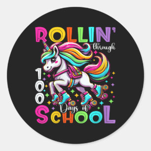 Womens 100 Days Of School Girls Teacher 100th Day Classic Round Sticker