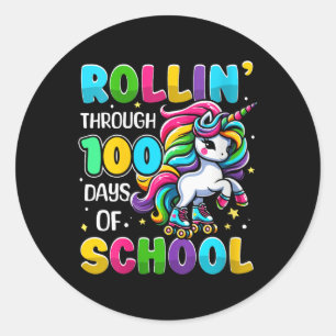 Womens 100 Days Of School Girls Teacher 100th Day  Classic Round Sticker