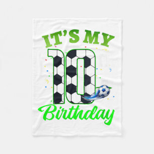 Womens 10th Birthday Football Boy Girl Kids Soccer Fleece Blanket