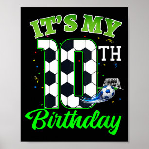 Womens 10th Birthday Football Boy Girl Kids Soccer Poster