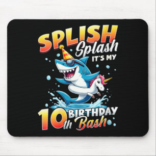 Womens 10th Birthday ol Party Shark Themed 10 Year Mouse Pad