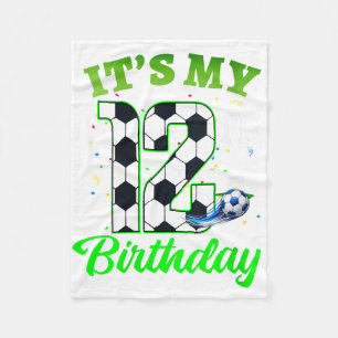 Womens 12th Birthday Football Boy Girl Kids Soccer Fleece Blanket