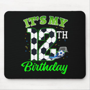 Womens 12th Birthday Football Boy Girl Kids Soccer Mouse Pad