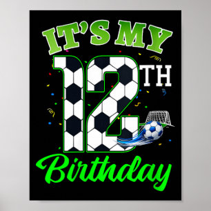 Womens 12th Birthday Football Boy Girl Kids Soccer Poster
