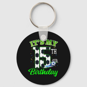 Womens 15th Birthday Football Boy Girl Kids Soccer Key Ring