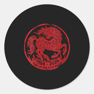 Women's 1966 2026 year of the fire horse 60th classic round sticker